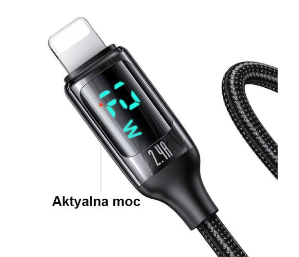 USAMS Kabel pleciony lightning 1,2m LED 2,4A srebrno-czarny - 1569026 - zdjęcie 3